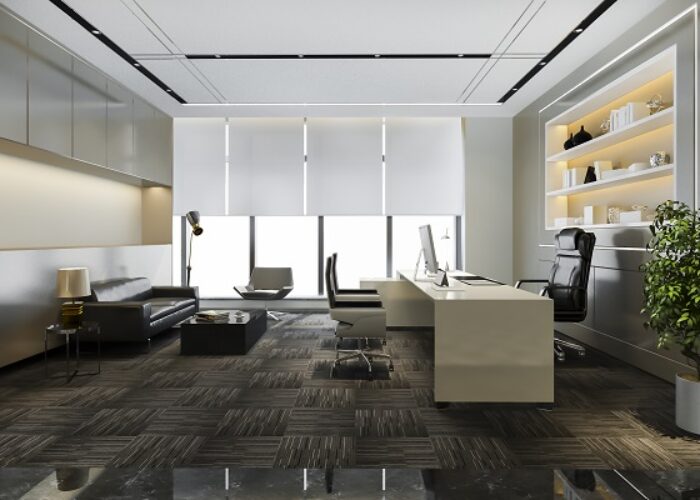3d rendering luxury business meeting and working room in executive office